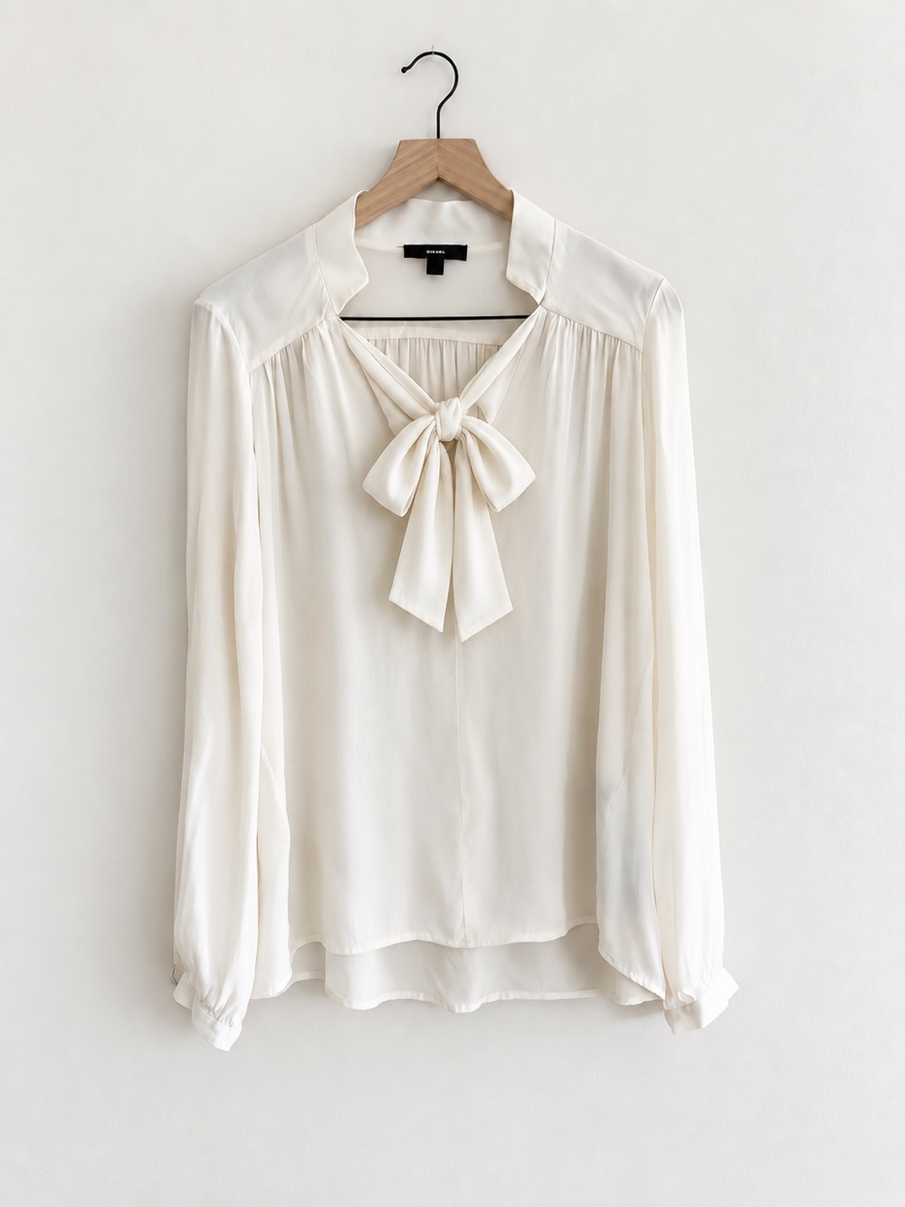 Diesel Tied-Neck Ivory Blouse Size M